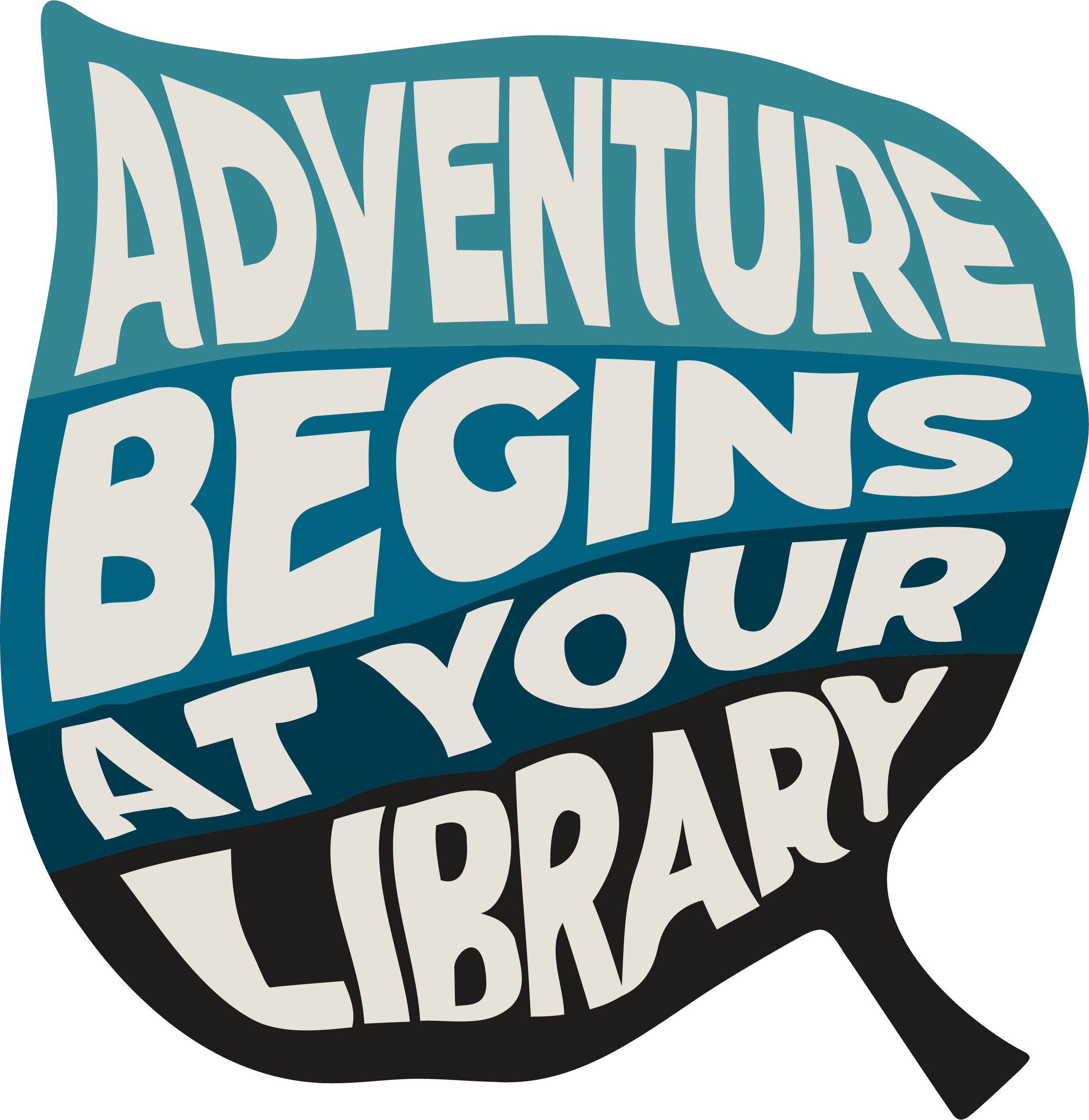 Adventure Begins at Your Library text in a leaf image.