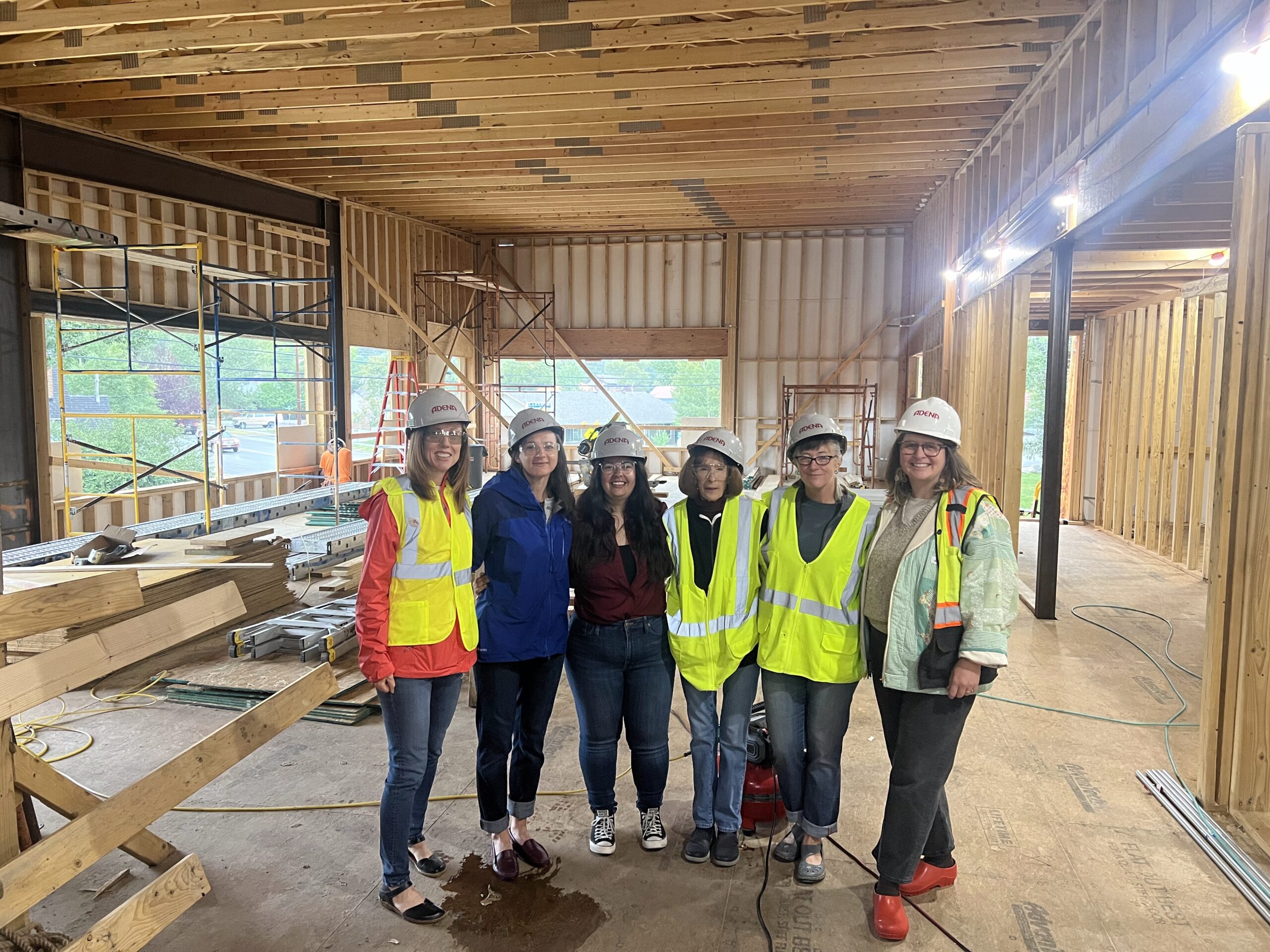 Staff site visit Library staff visit the construction site